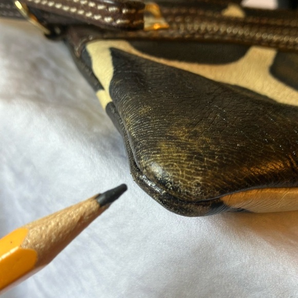 Dooney & Bourke: Vintage Animal Print Leather Wristlet- Gold Tone- flaws - Picture 13 of 15